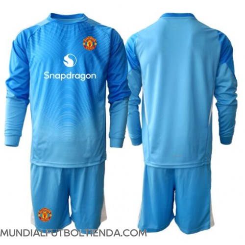 Camiseta Manchester United Portero Primera Equipación Replica 2025-26 para niños mangas largas (+ Pantalones cortos)